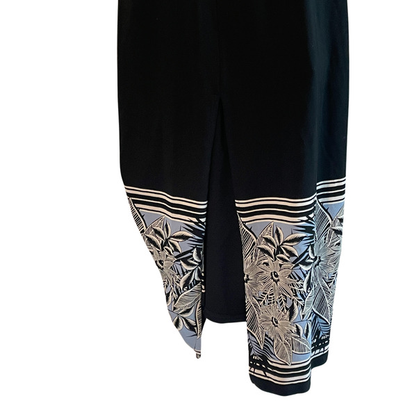 J Jill Wearever Sz XS Maxi Dress Havana Floral Black Surplice Top Stretch Knit - Picture 7 of 12